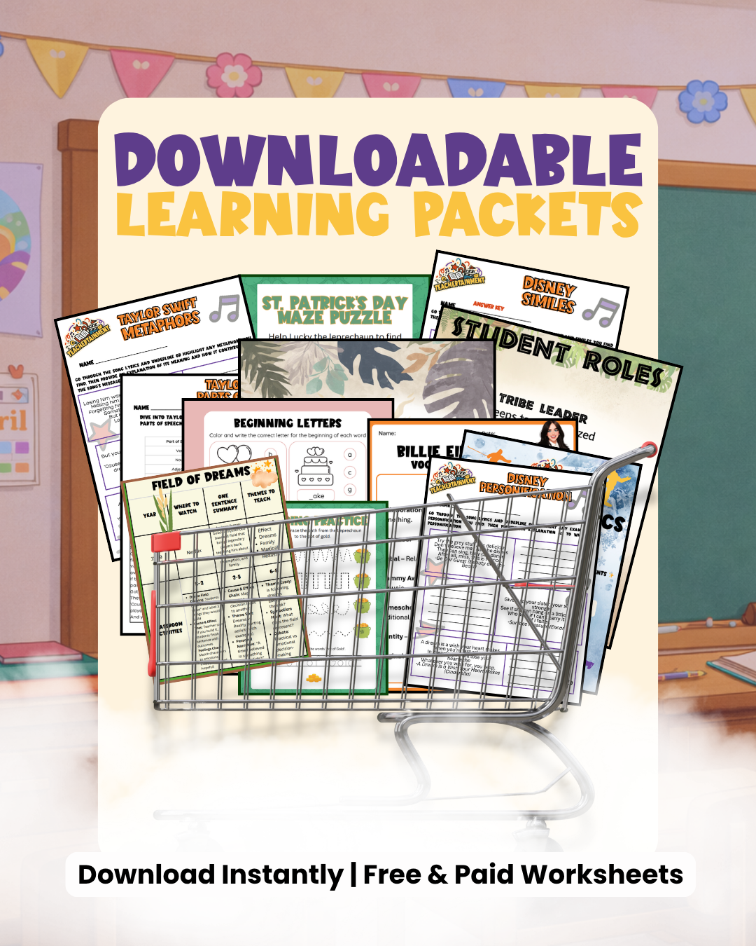 Teachertainment Facebook ad: Worksheets Students Actually Love