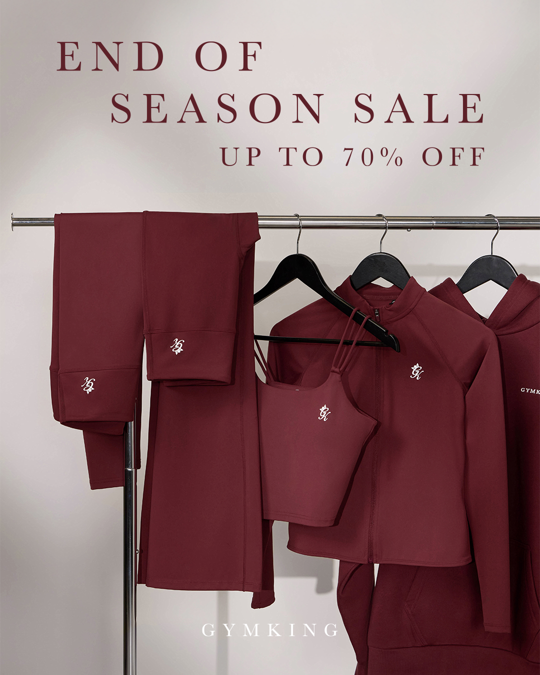 Gym King Women Facebook ad: End of Season Sale | Up to 70% off