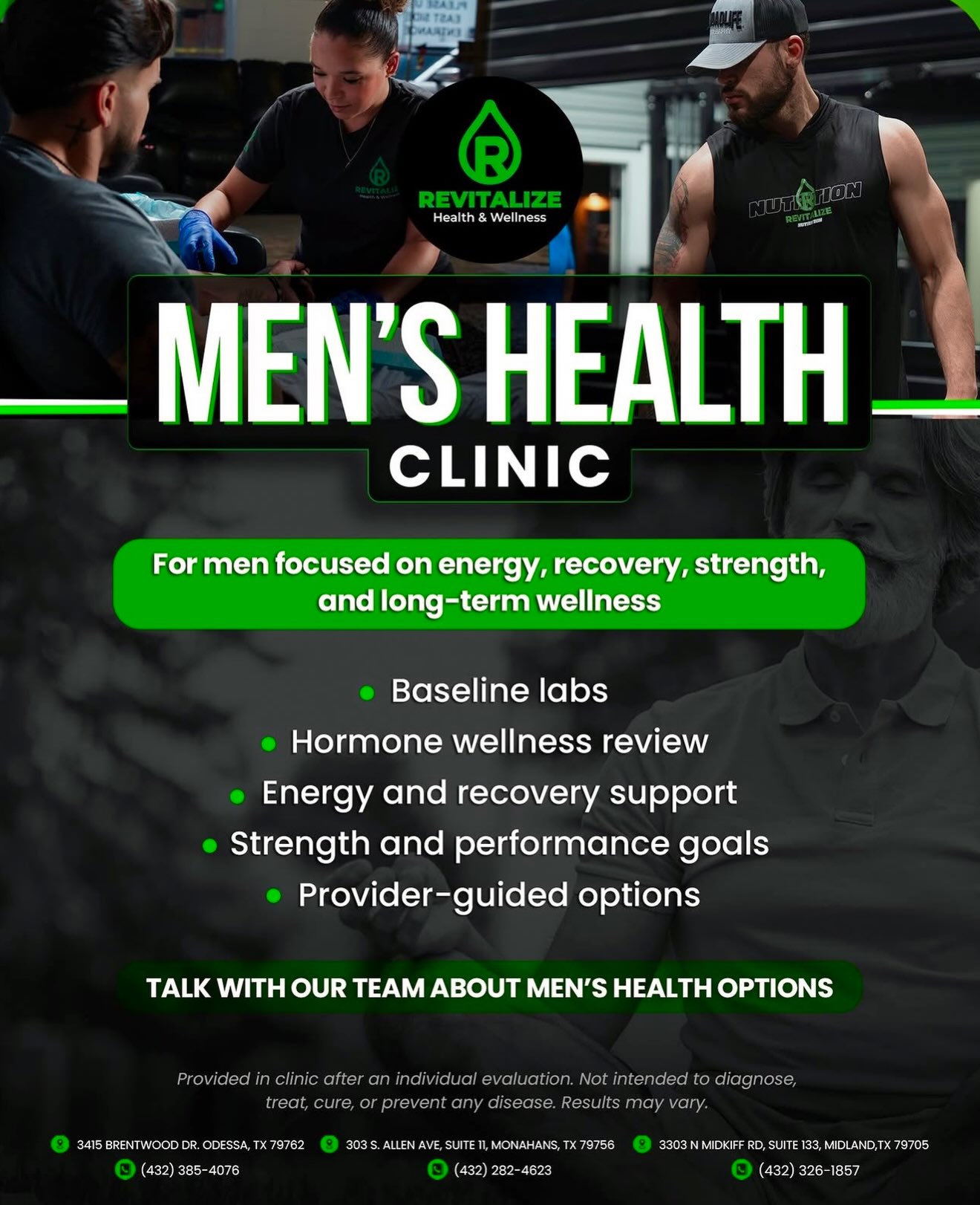 revitalizehealthwellness22 Facebook ad: Men’s Health Starts Here.
