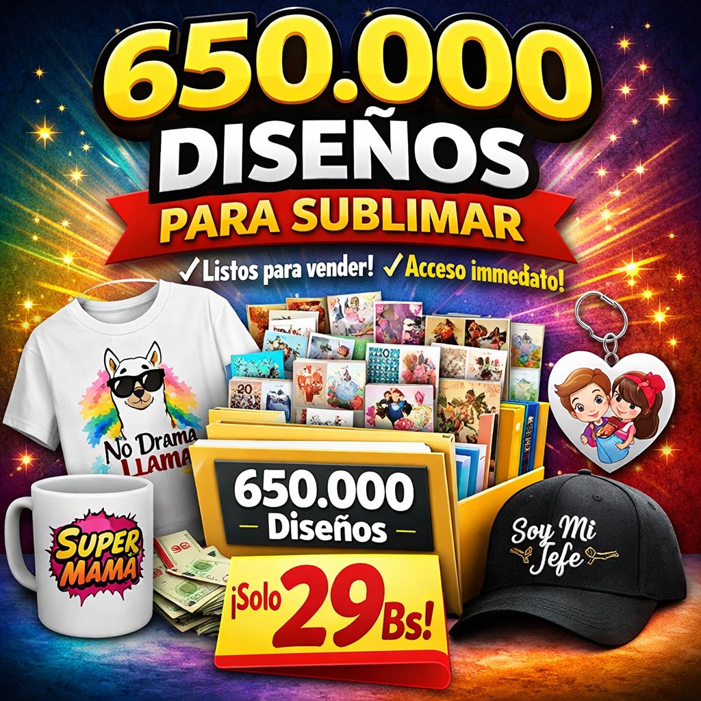 Sublima LATAM GO Facebook ad: MEGA PACK DE +650.000 DISEÑOS PARA SUBLIMAR