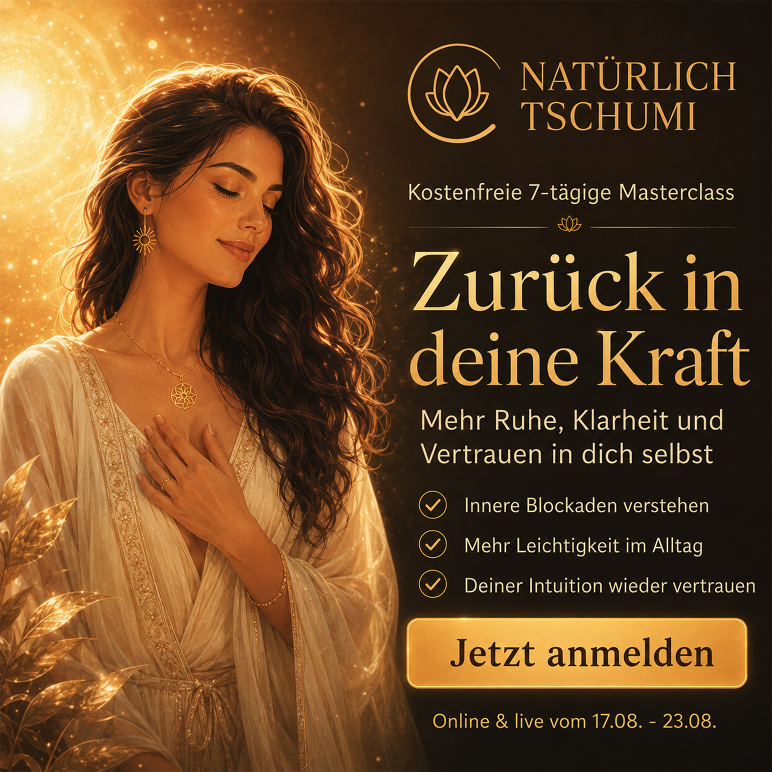 Natürlich Tschumi GmbH - Selbstheilung & Potenzialentfaltung Facebook ad: Manifestation beginnt dort, wo Kontrolle endet