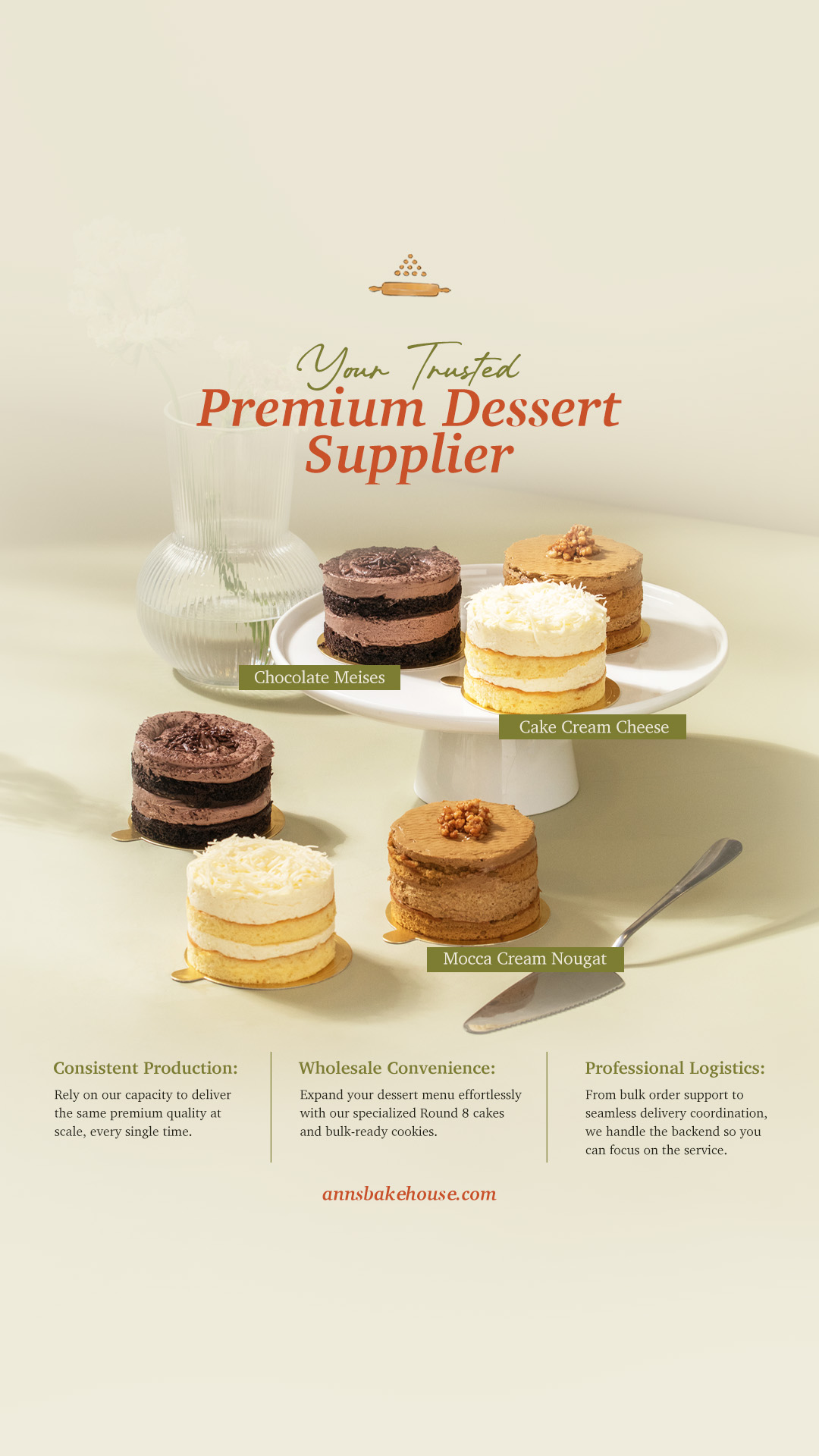 Ann's Bakehouse & Creamery Facebook ad: Grow Your Business with Ann's Wholesale!