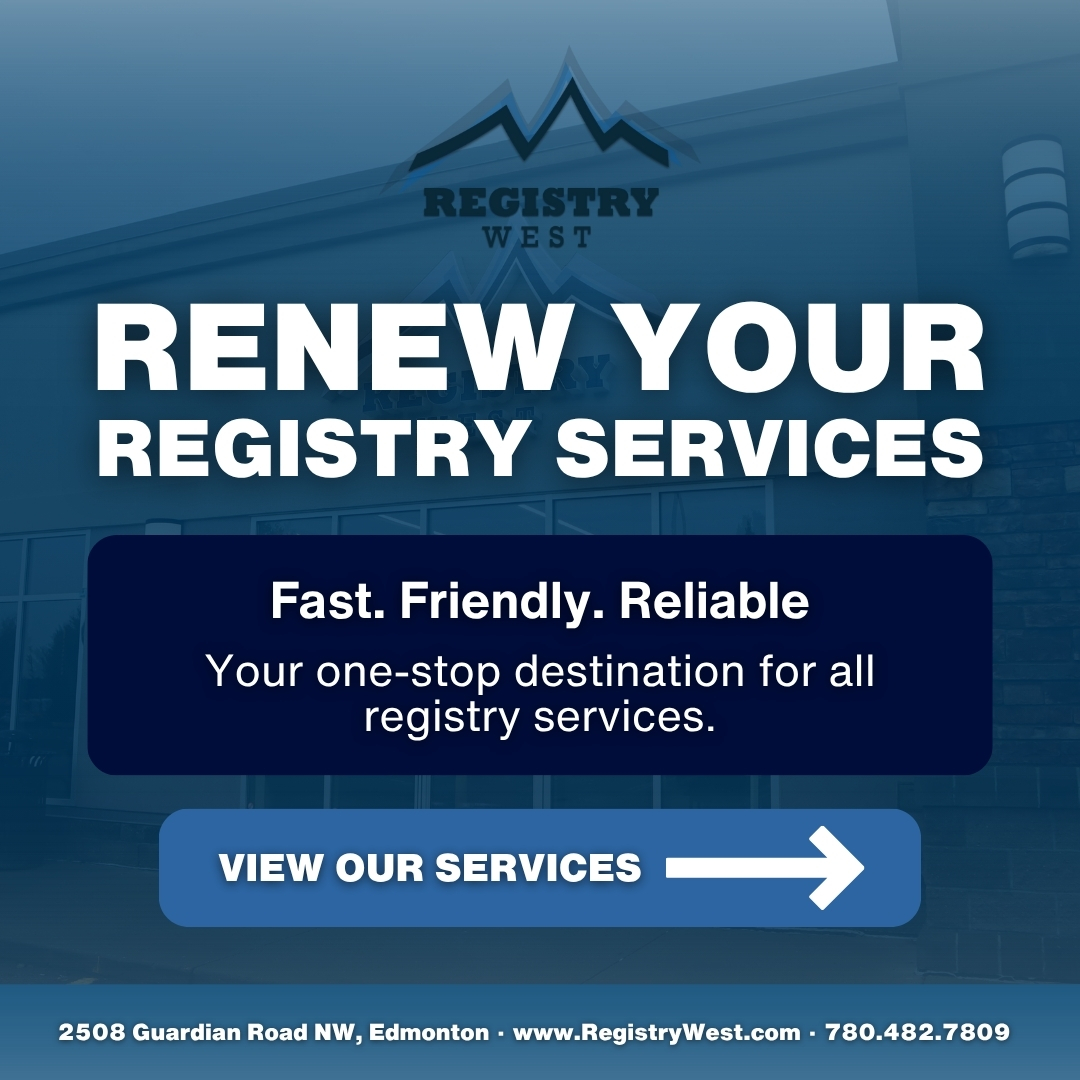 Registry West Facebook ad: Registry West in Edmonton, You're One-Stop for Essential…