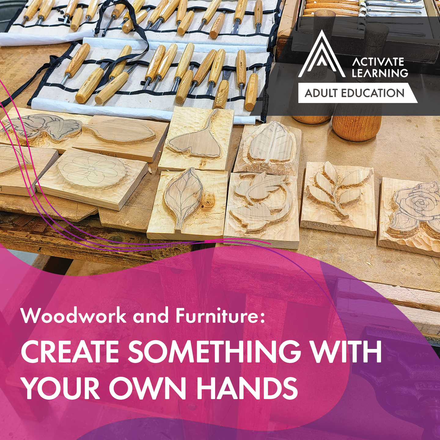City of Oxford College Facebook ad: Learn Woodworking