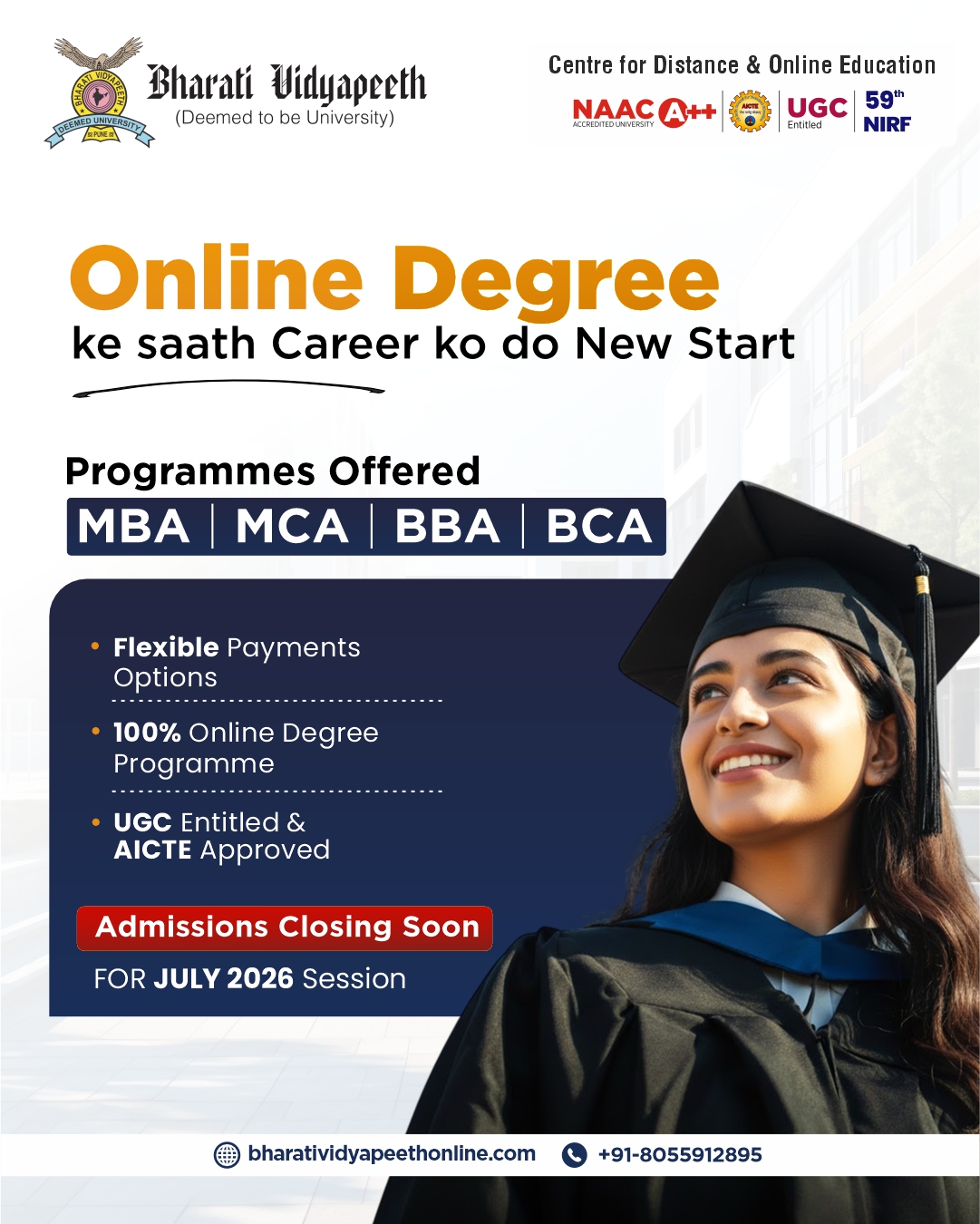 Bharati Vidyapeeth Center for Distance & Online Education Facebook ad