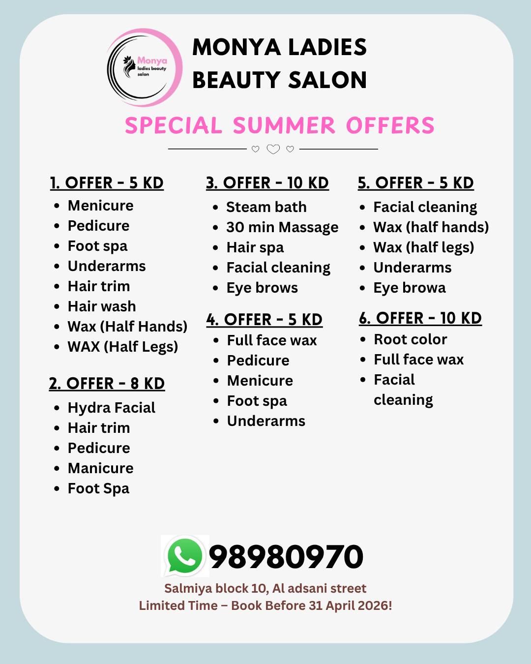 Monya.Salon Facebook ad: As we welcome the month of April &…
