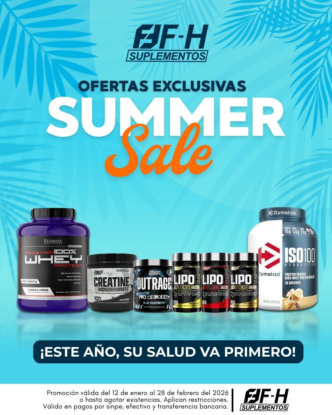 SUPLEMENTOS FIT&HEALTH CR Facebook ad: SUMMER SALE en FH Suplementos
