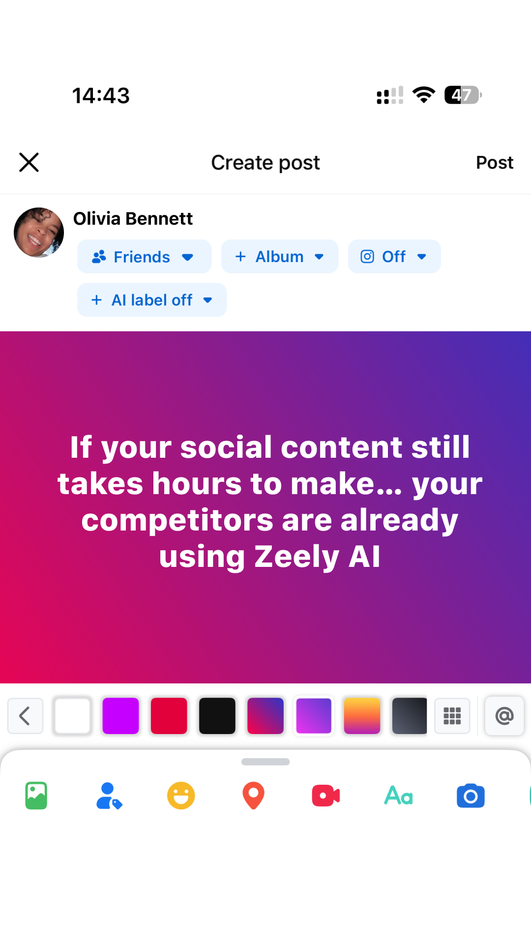 Zeely Facebook ad
