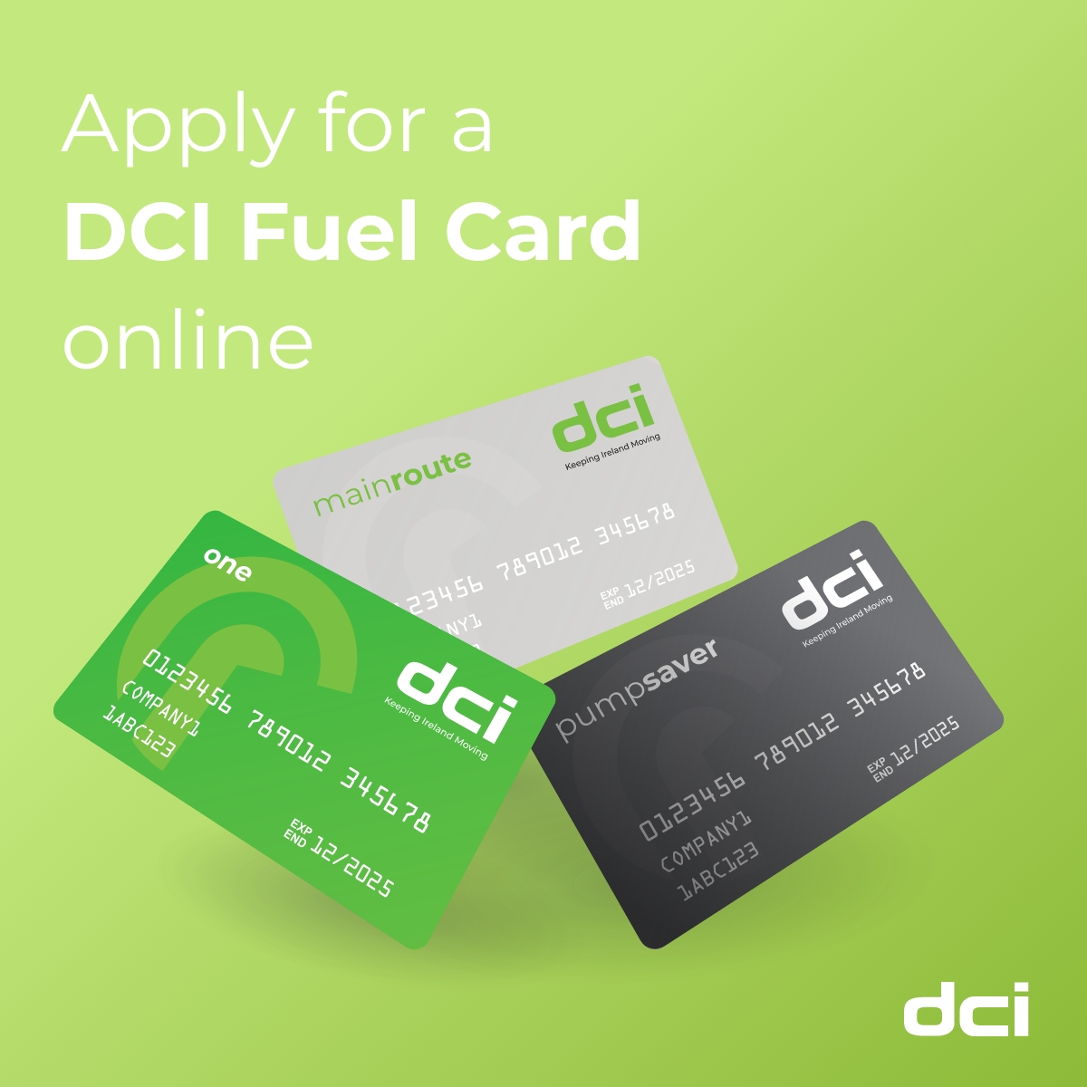 DCI Diesel Card Ireland Facebook ad: Fuel smart, save more.