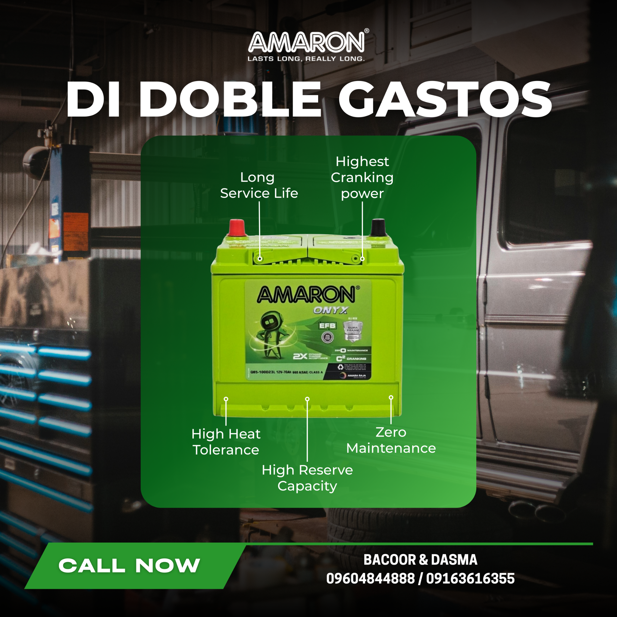 Amaron Battery Dasma Facebook ad: FREE DELIVERY AND INSTALLATION