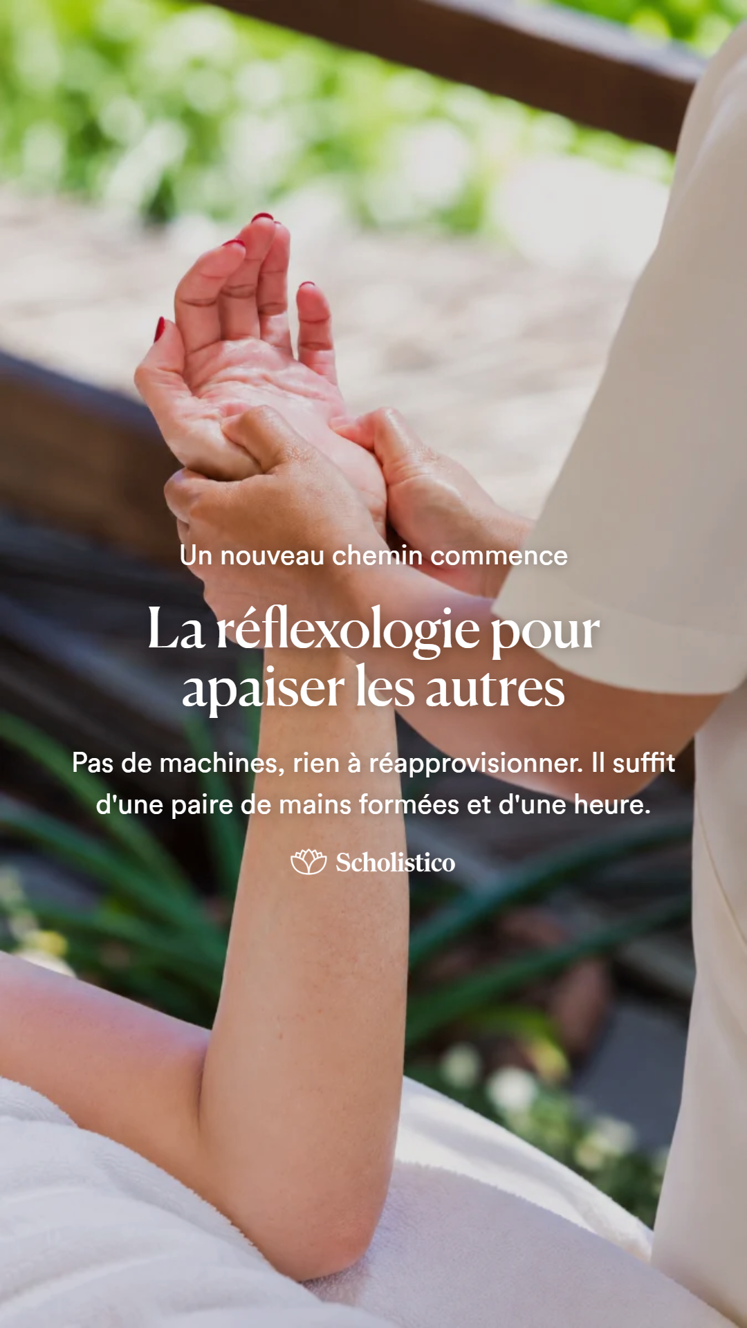 Scholistico en Français Facebook ad: Un nouveau chemin commence avec la réflexologie