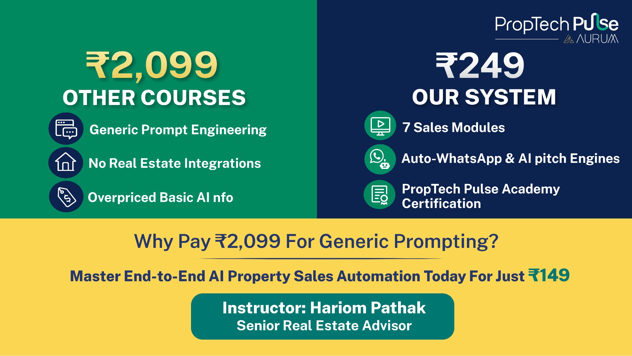 Aurum PropTech Limited Facebook ad: Why Pay ₹2,099 For Generic Prompting?
