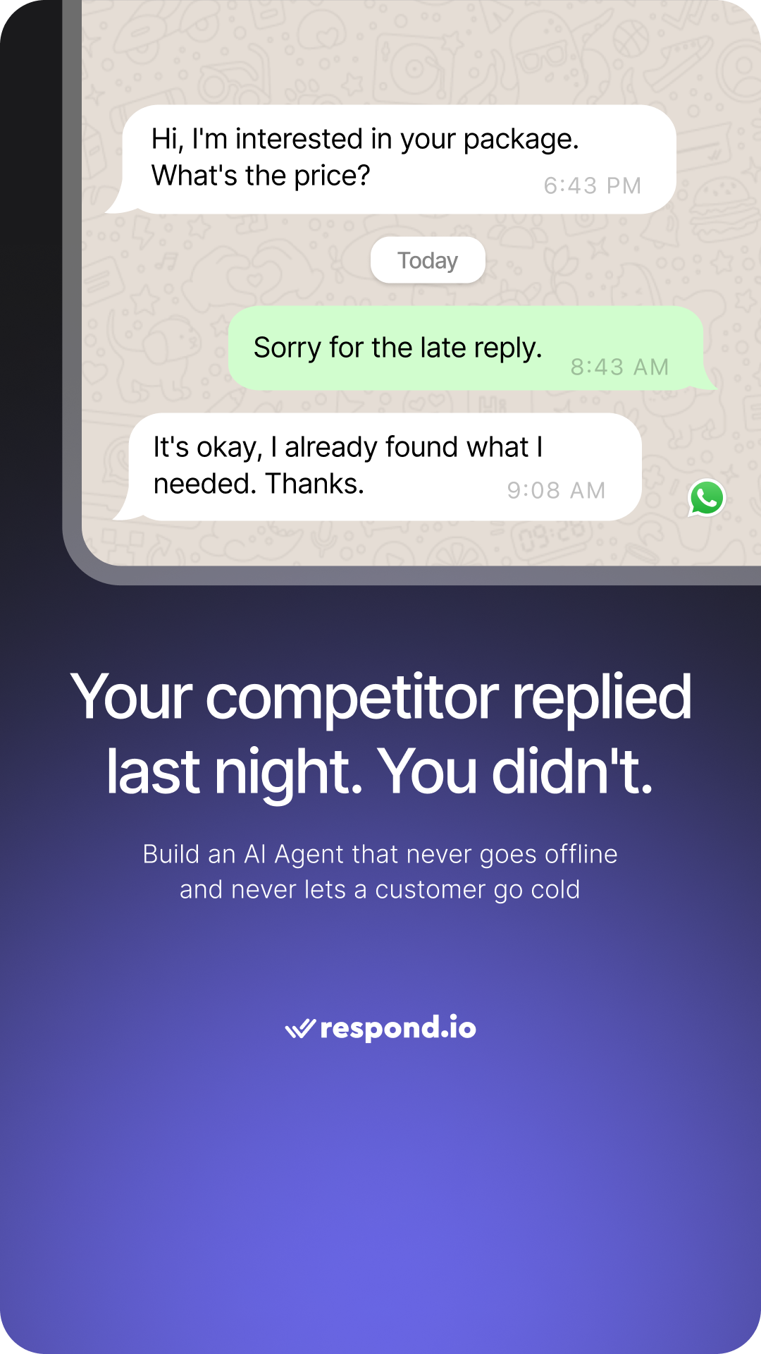 respond.io Facebook ad from Oct 12, 2026