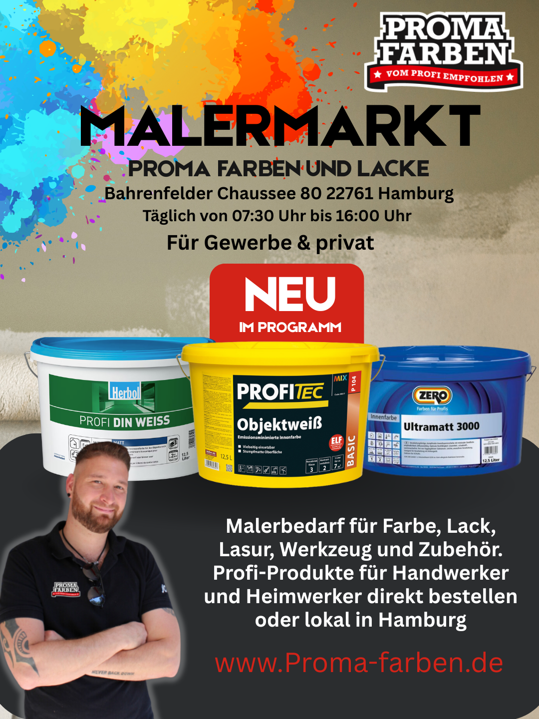 ProMa Farben & Lacke Hamburg - Farbenfachhandel - Bodenfachhandel Facebook ad: ProMa Farben Hamburg ist Ihr Farbenfachhandel für Gewerbe…