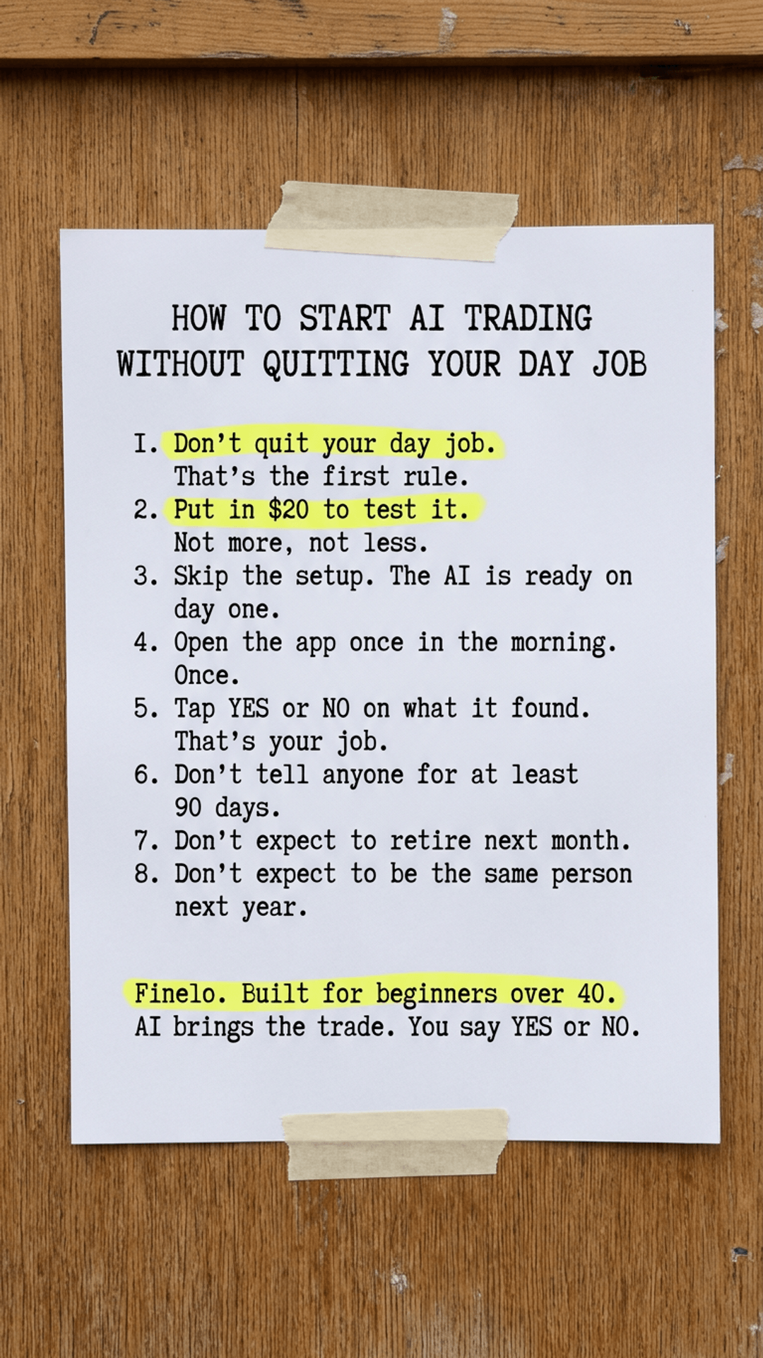 Finelo Facebook ad: Start Now!