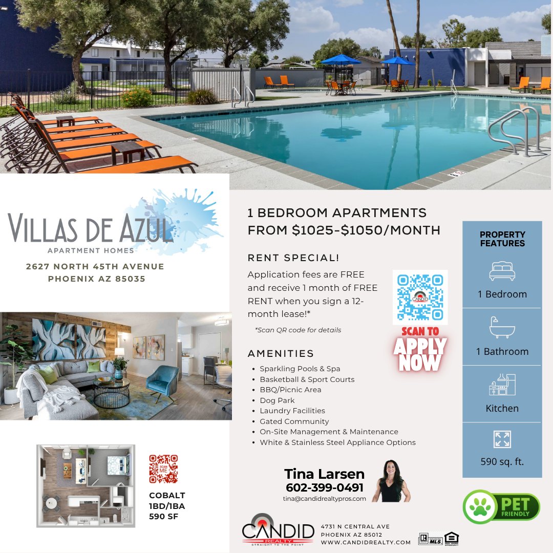 Tina Larsen Facebook ad: 1 Bed 1 Bath Apartment