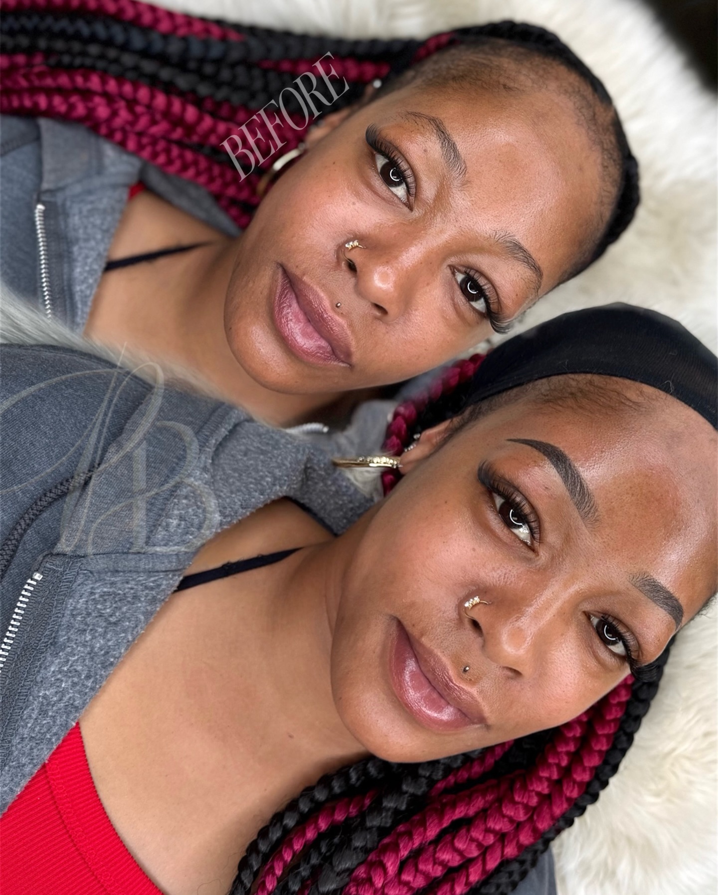 Phanofbrows Facebook ad: Her brows before vs.