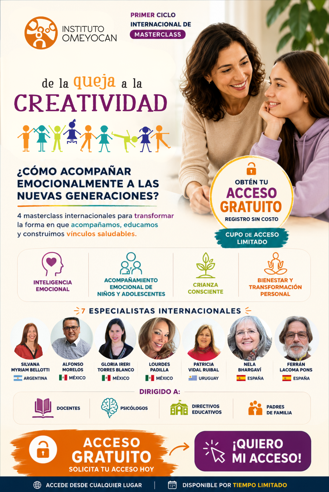 Instituto Omeyocan Facebook ad: Registro gratuito: Ciclo Internacional de Masterclass
