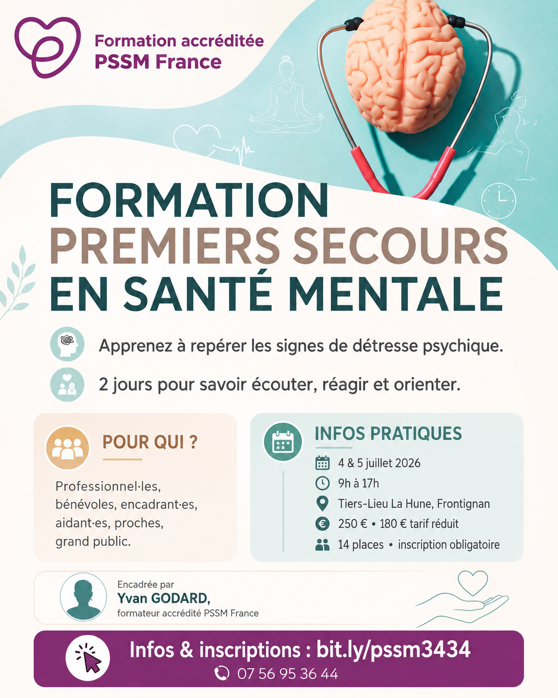 Yvan Godard Hypnose Frontignan Bassin de Thau Facebook ad: Formation Premiers secours en santé mentale