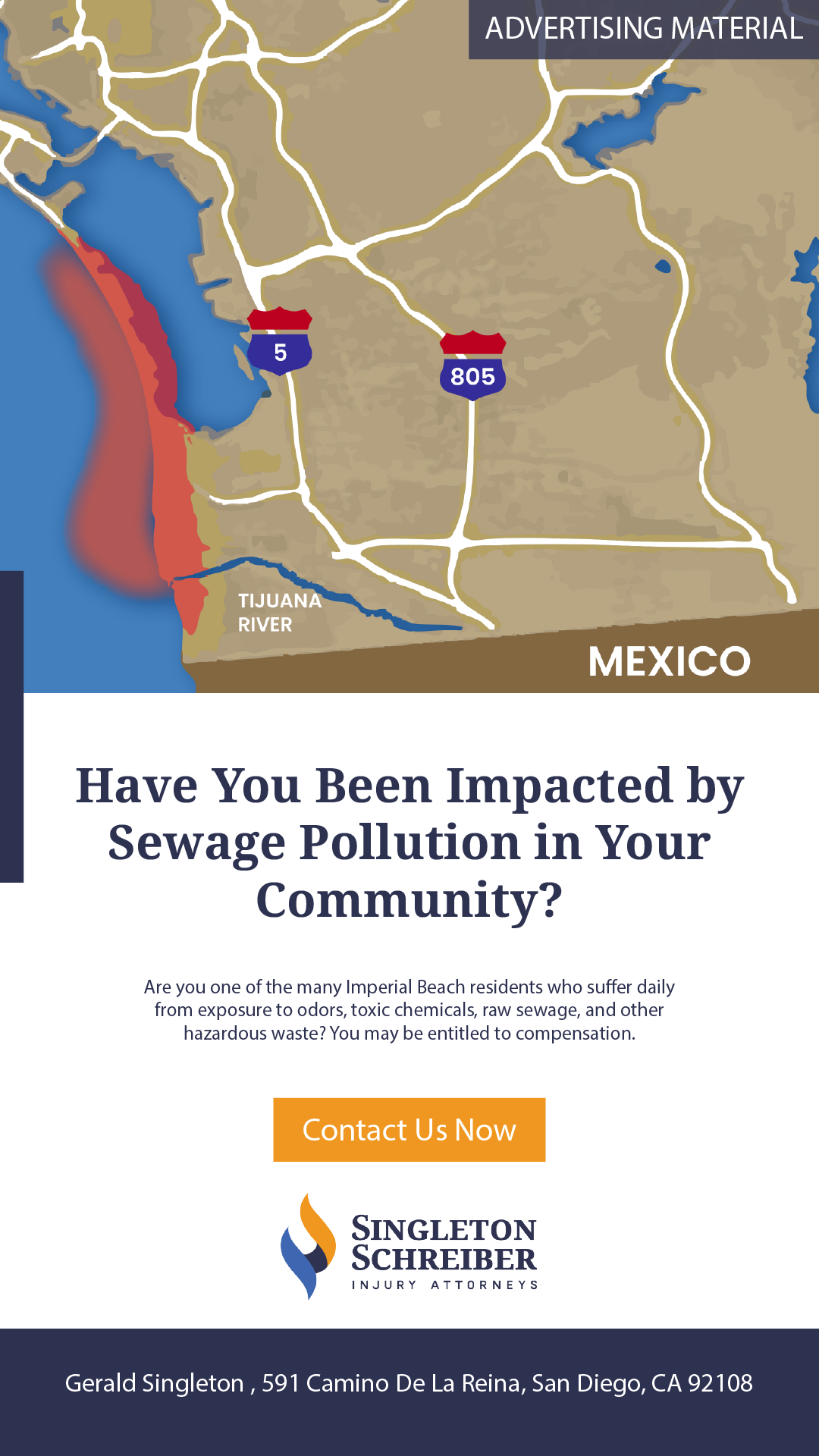Imperial Beach Sewage Spill Lawsuit Info Facebook ad from Feb 19, 2025