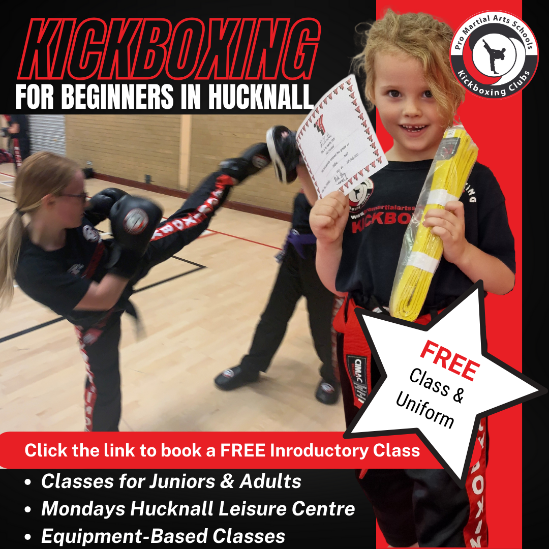 Pro Martial Arts Schools Hucknall Facebook ad: Kickboxing for Adults & Children