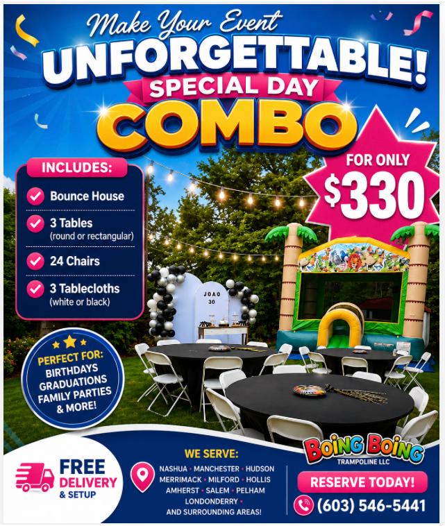 Boing Boing Trampoline Facebook ad: Give your kids the birthday they’ve always dreamed…