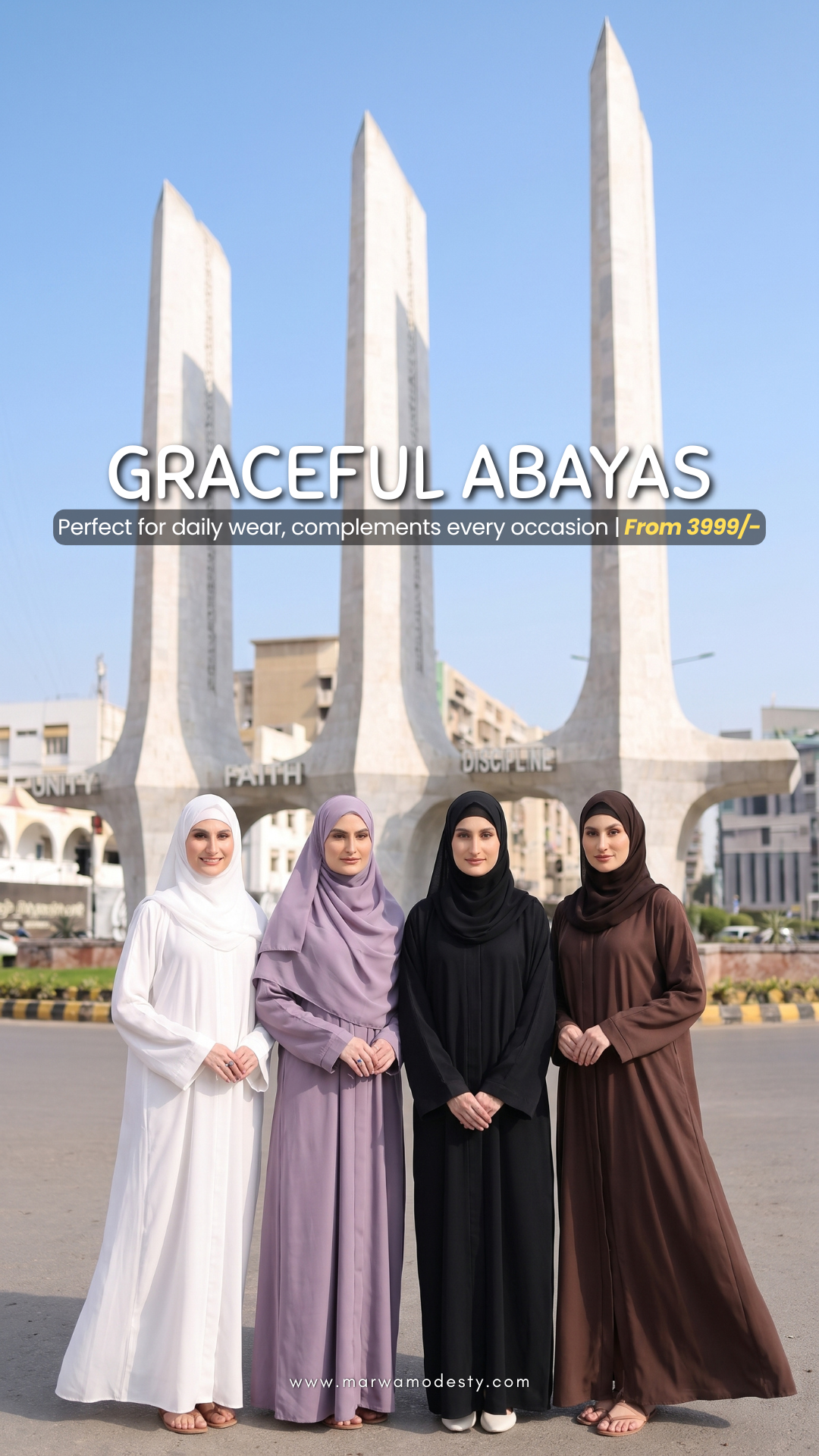 Marwa Modesty Facebook ad: Explore Karachi with modesty From 3999/-