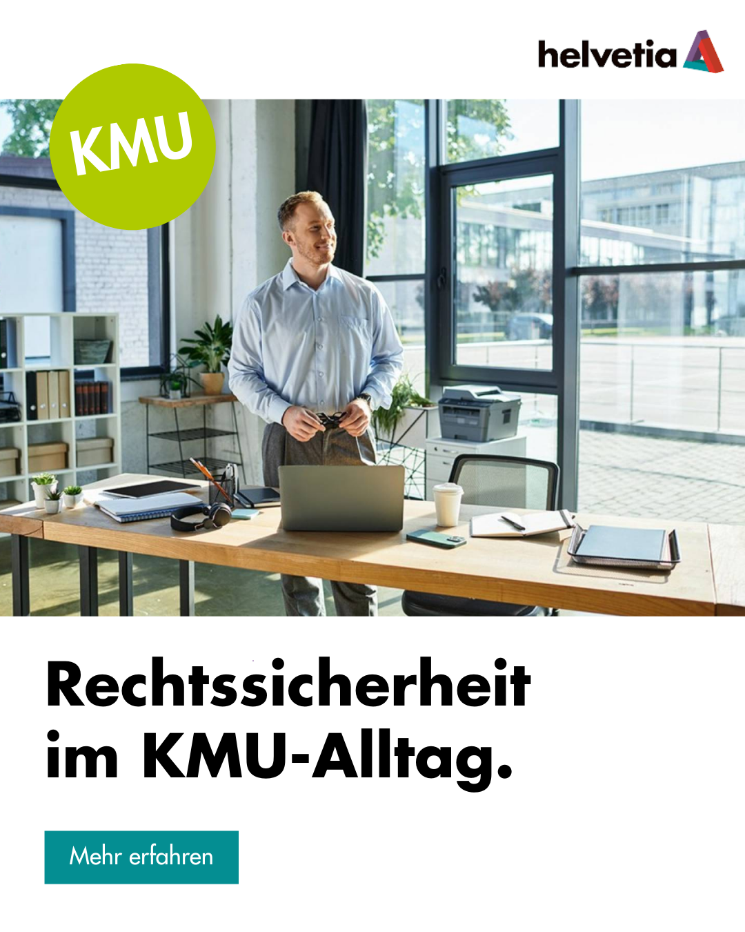 Helvetia Versicherungen Facebook ad: Vertrauen ist gut, prüfen ist besser.
