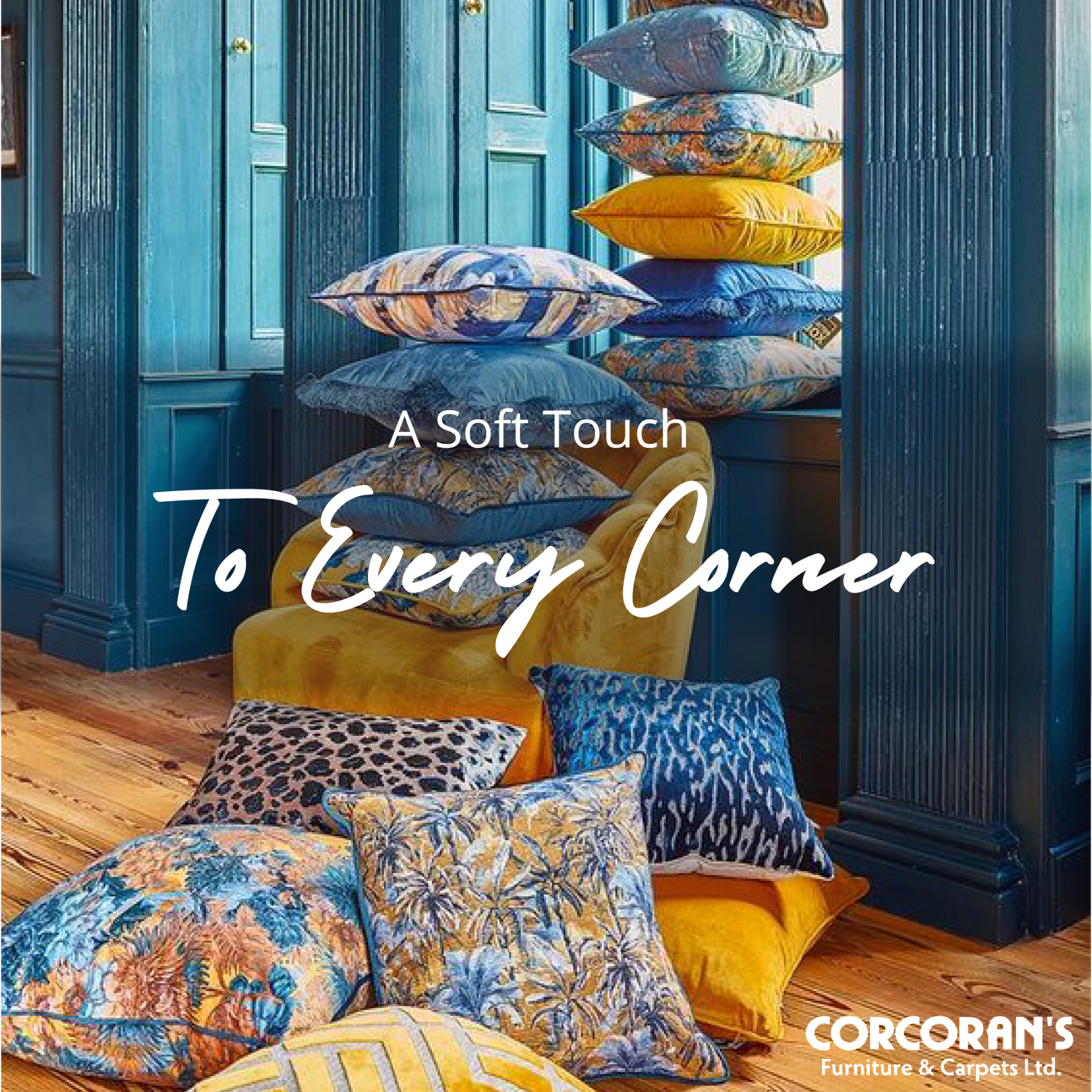 Corcorans Furniture & Carpets Facebook ad: Transform your space with a touch of comfort!