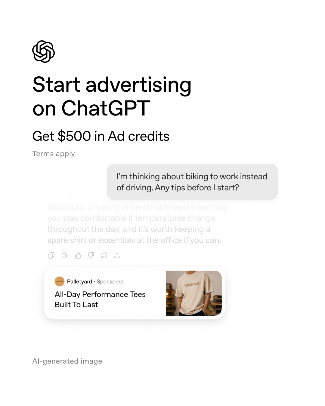 ChatGPT Facebook ad: Get your $500 credit today