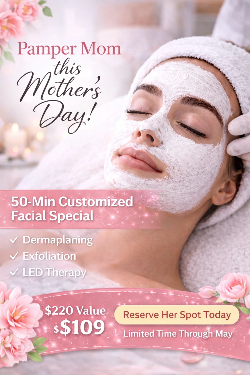 Hopeful Beauty & Wellness Studio Facebook ad: Customized Facial Special, Fort Myers - Mother's Day!
