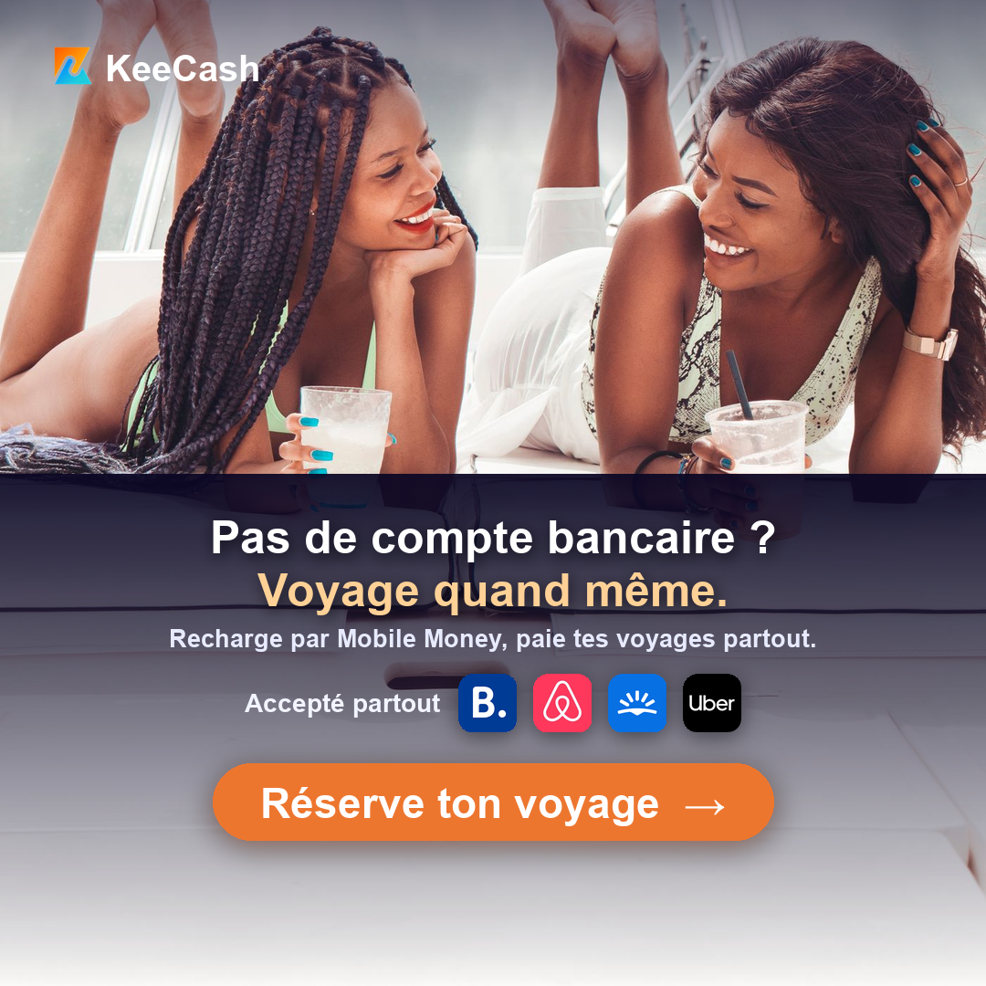 KeeCash - Cartes bancaires eur/usd par Mobile Money Facebook ad: Voyage sans compte bancaire