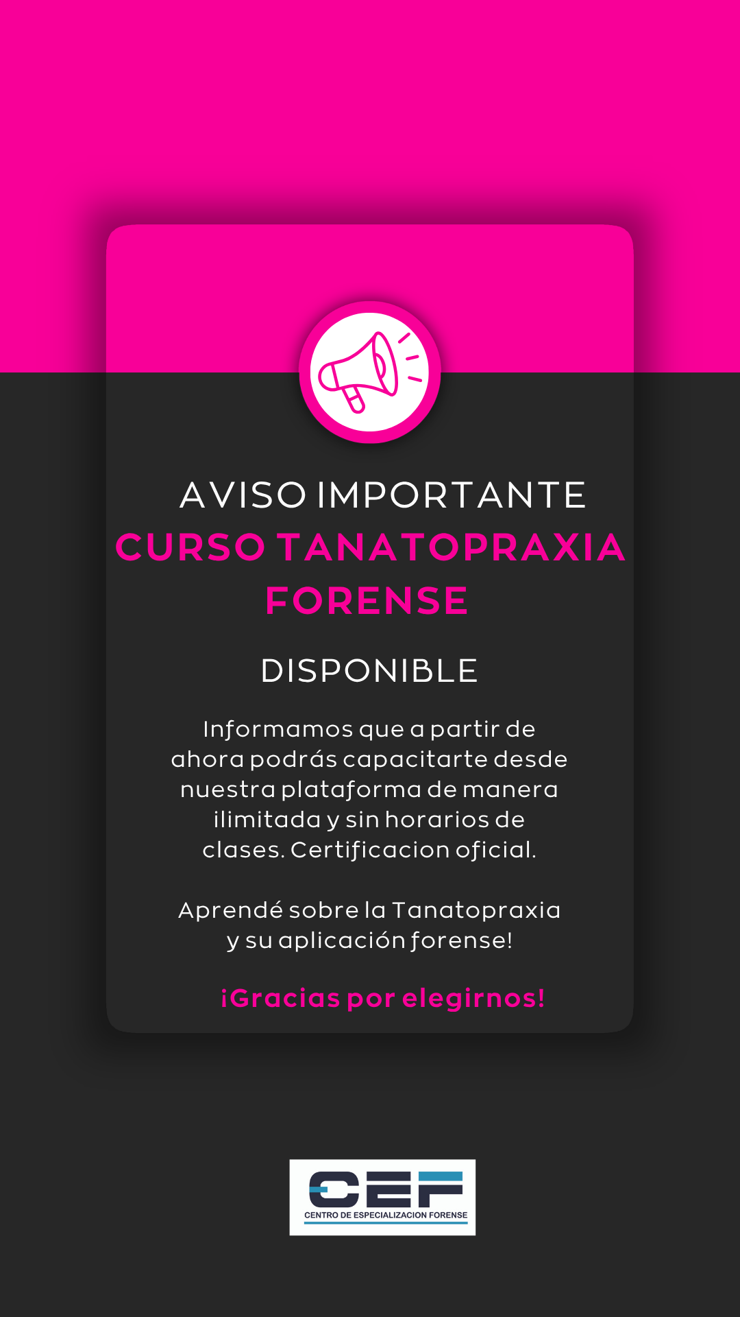 Centro de Especialización Forense Facebook ad from Jun 2, 2026