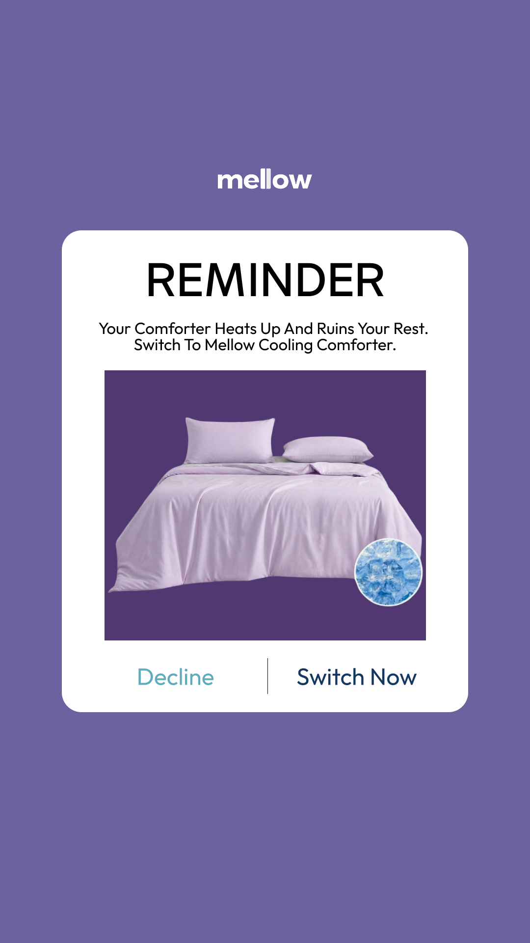 Mellow Comforters Facebook ad