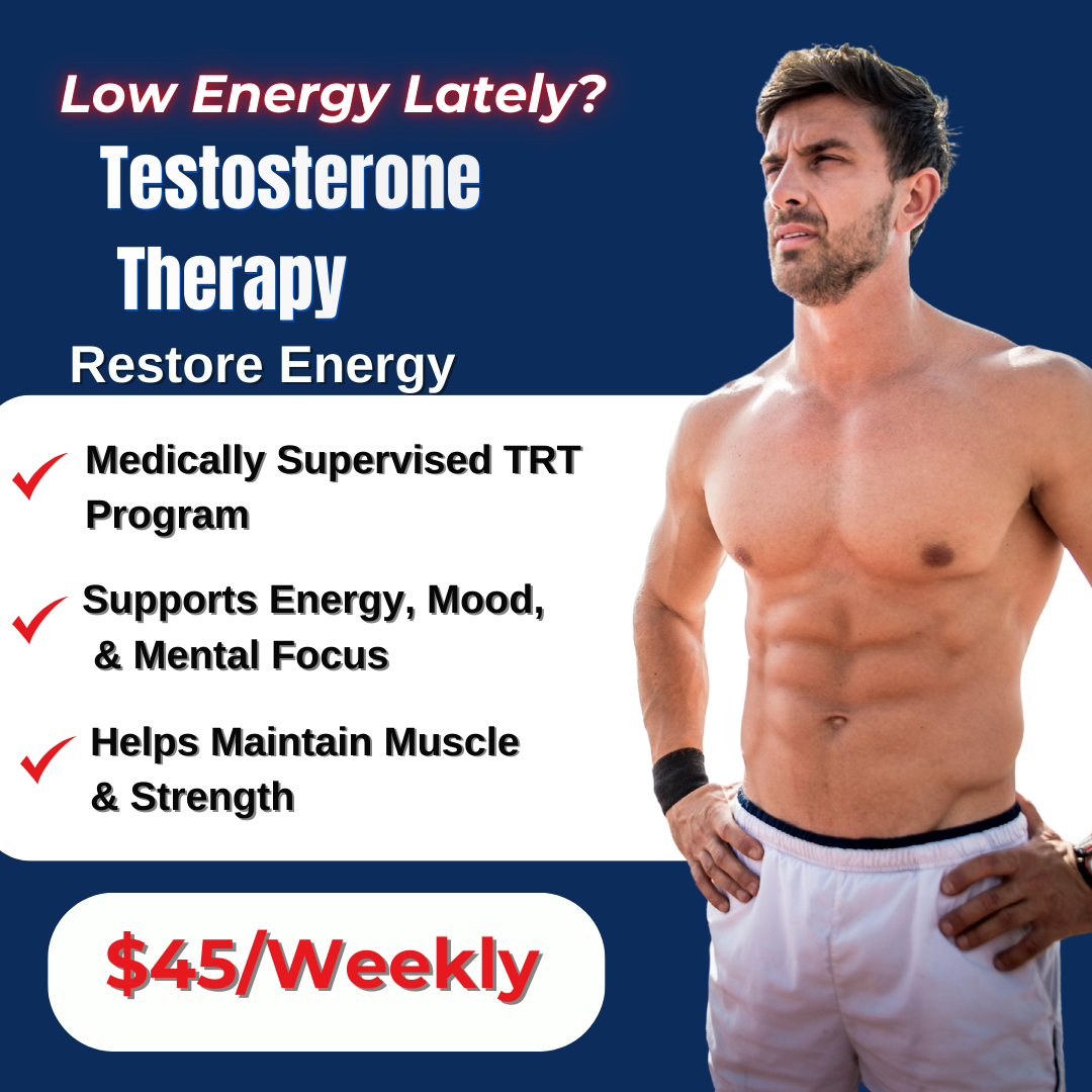 Evolve Medical Facebook ad: Explore Testosterone Therapy for Energy & Strength