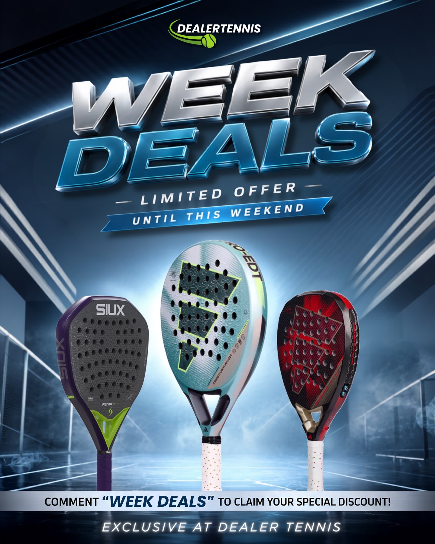 Dealertennis Facebook ad: WEEK DEALS