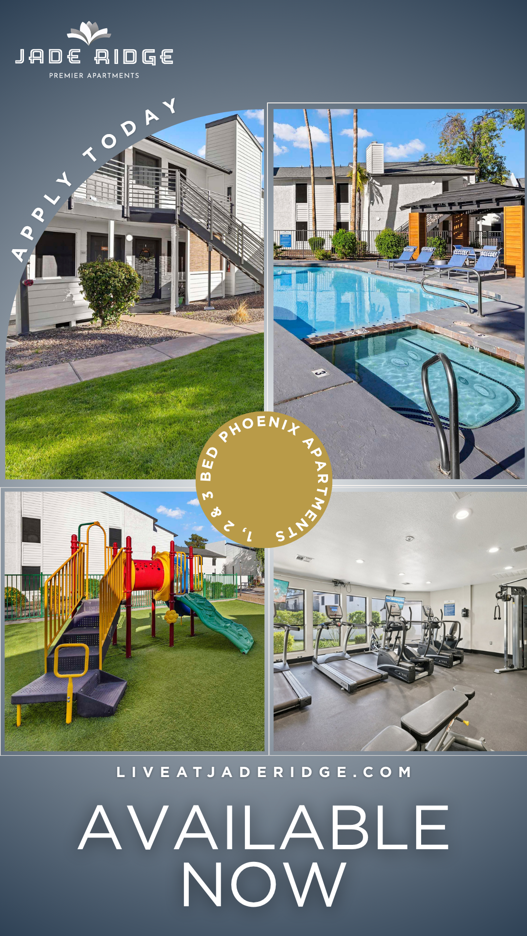 Jade Ridge Apartments Facebook ad from Jul 1, 2026