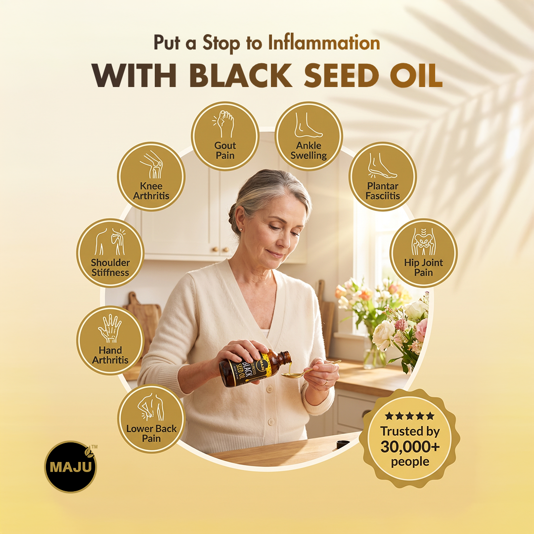Maju Superfoods Facebook ad: Natural Relief for 8 Joint Pain Types
