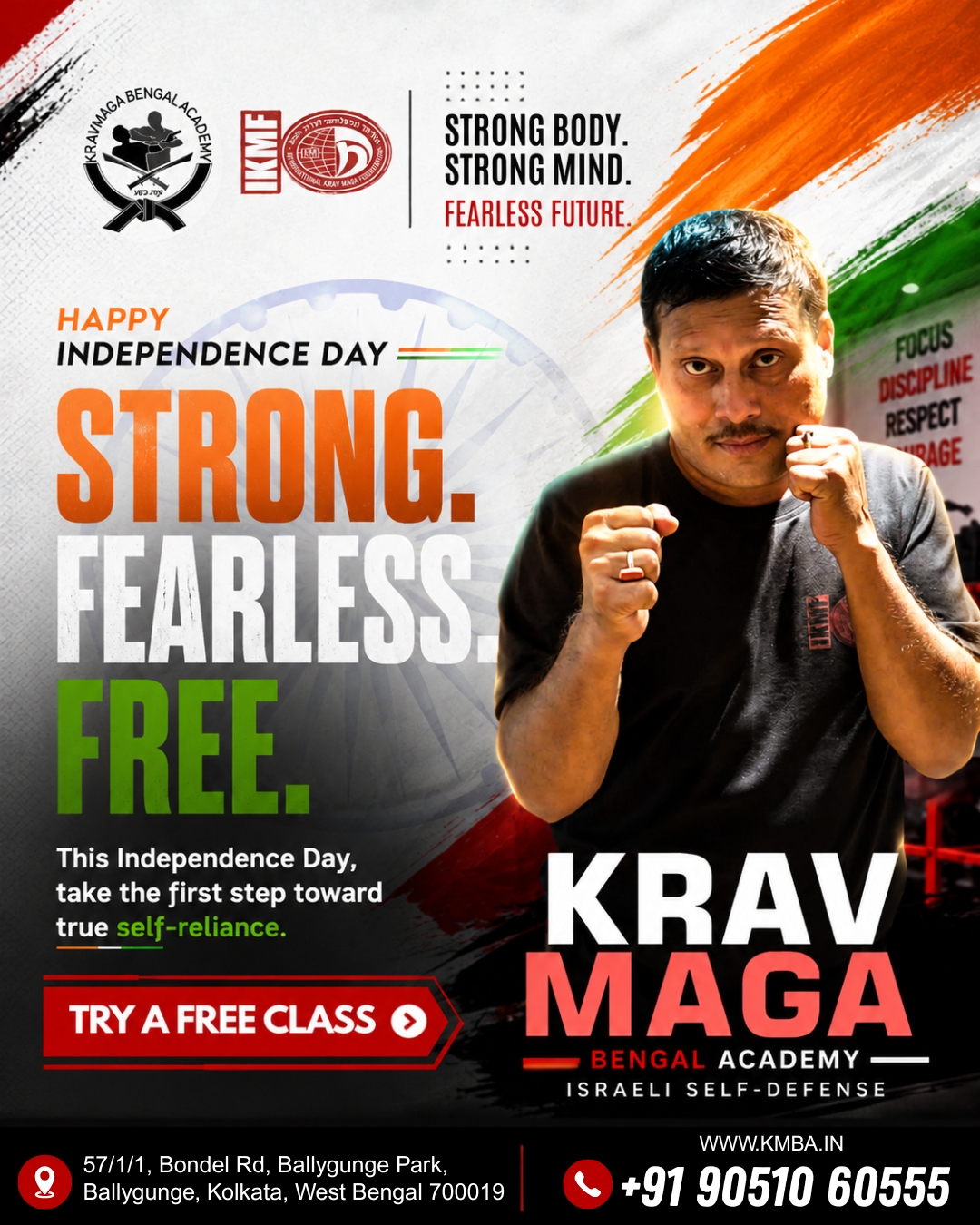 Krav Maga Bengal Academy Facebook ad: Strong Body. Strong Mind.
