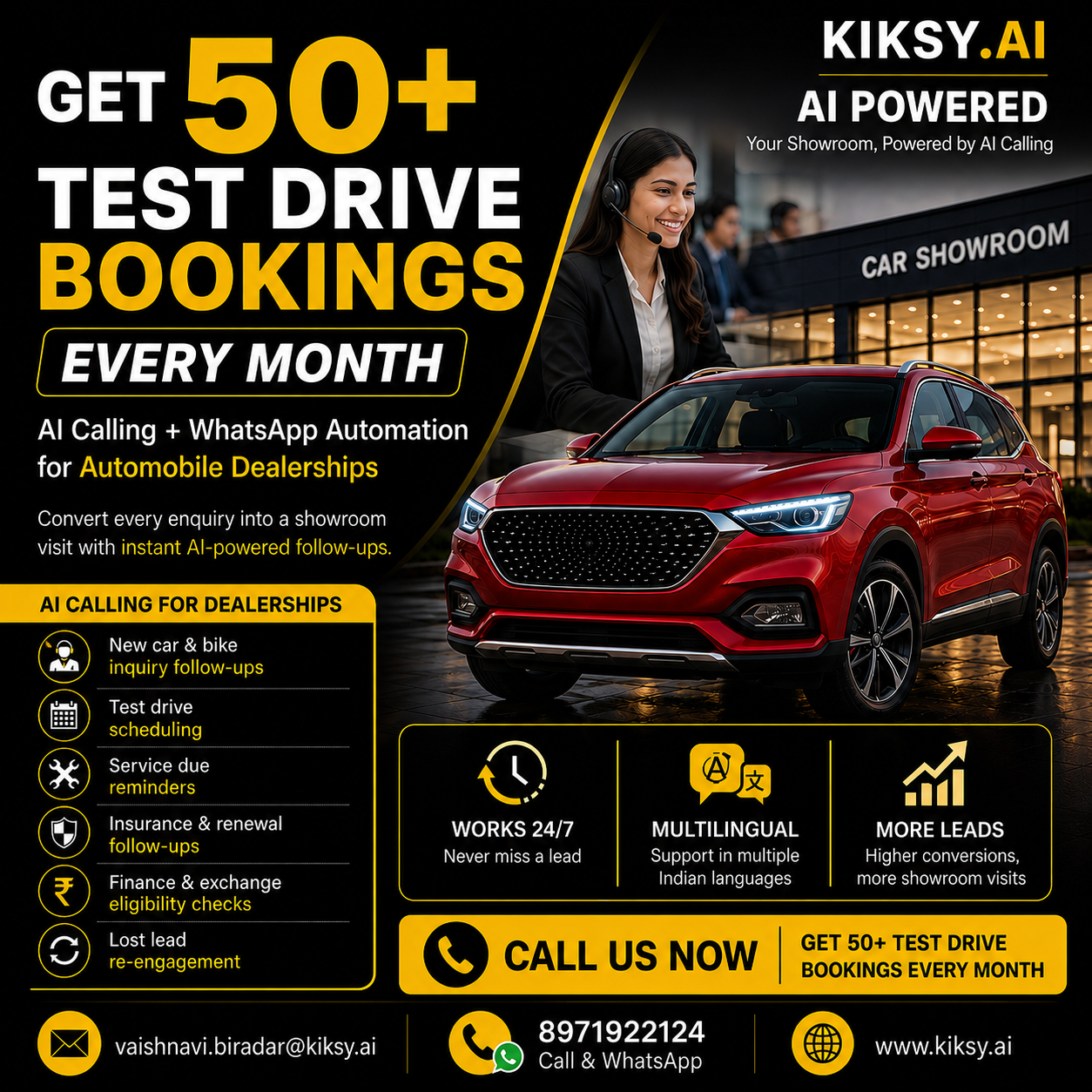 Kiksy.Live Facebook ad: AI Powered Showroom Calling