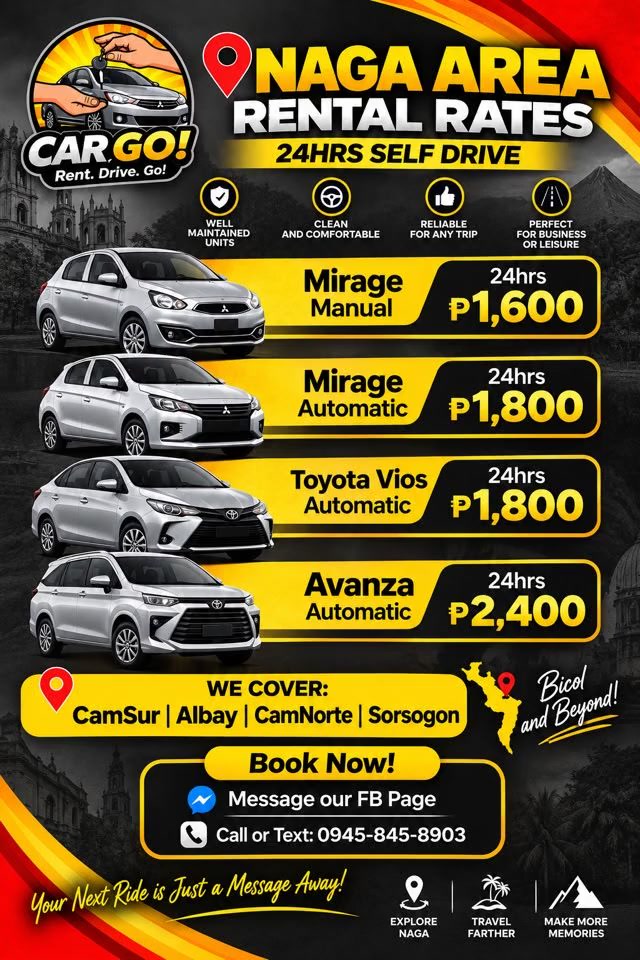 CarGo Rental Services Facebook ad: Looking for a Reliable Car Rental in Naga…