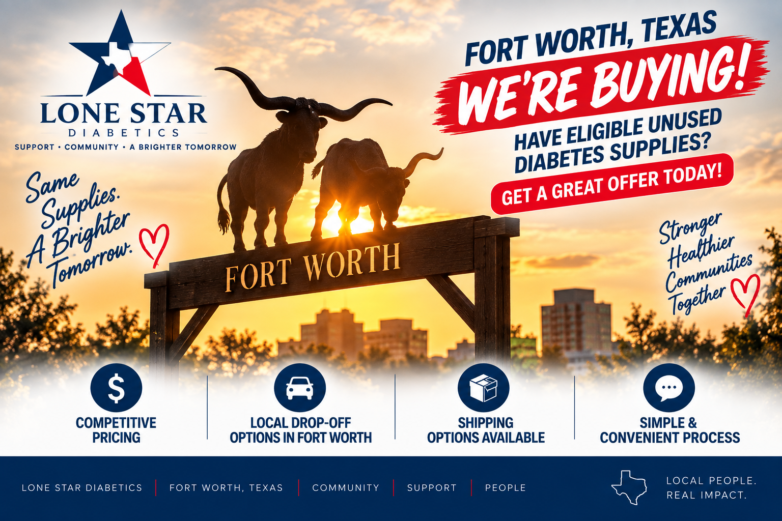 Lone Star Diabetics Facebook ad: Sell Your Diabetic Supplies Today!