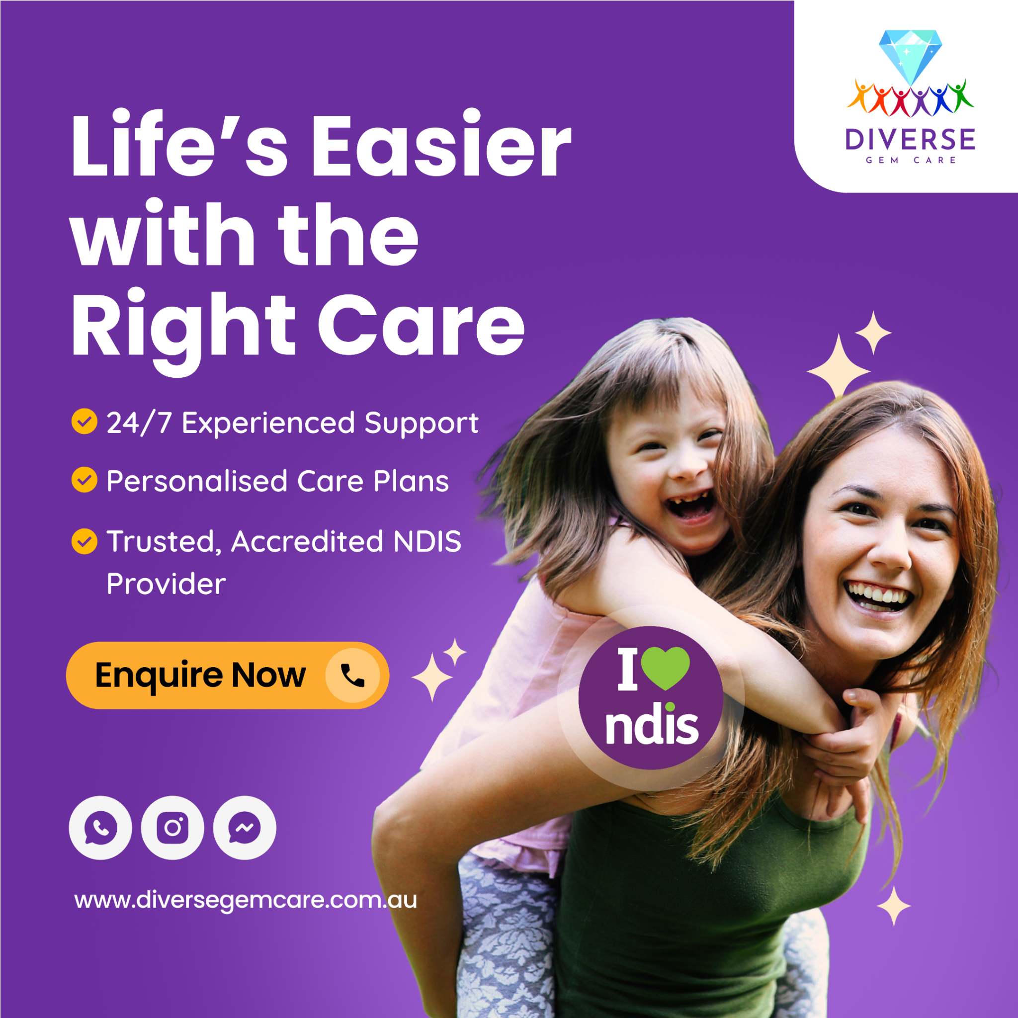 Diverse Gem Care Facebook ad: Ease at Home - with Diverse Gem Care