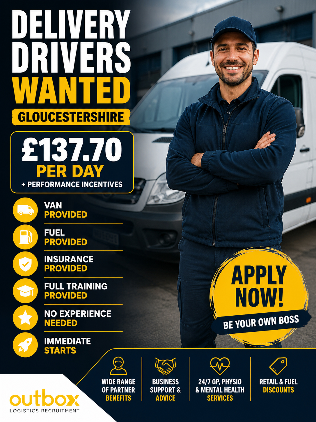 Outbox Recruitment Facebook ad: Delivery Drivers Wanted, Gloucestershire