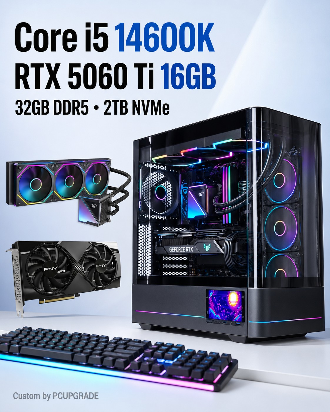 Pcupgrade pro Facebook ad: RTX 5060 Ti 16GB + Core i5-14600K