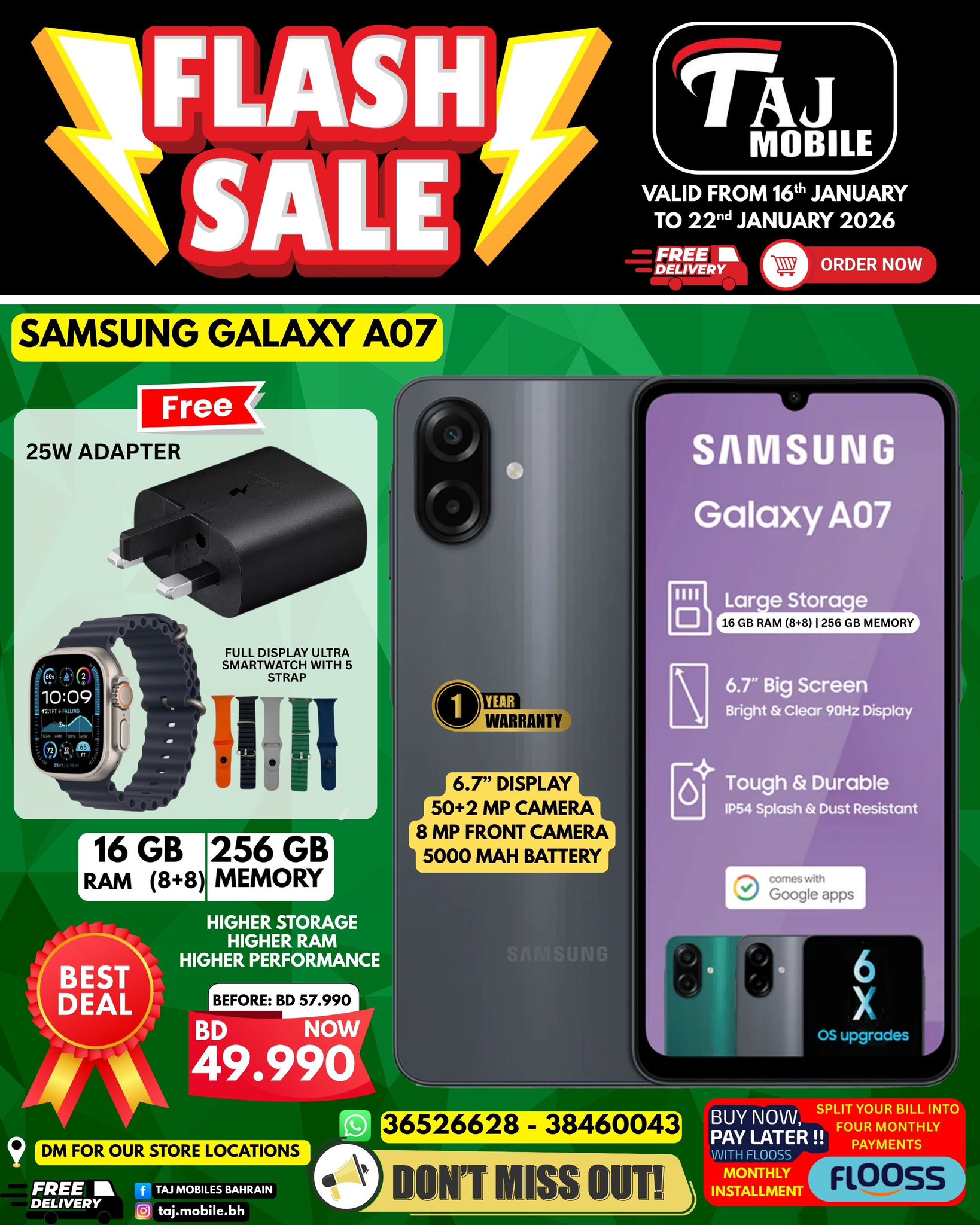 Taj Mobile Bahrain Facebook ad: FLASH SALE FLASH SALE FLASH SALE