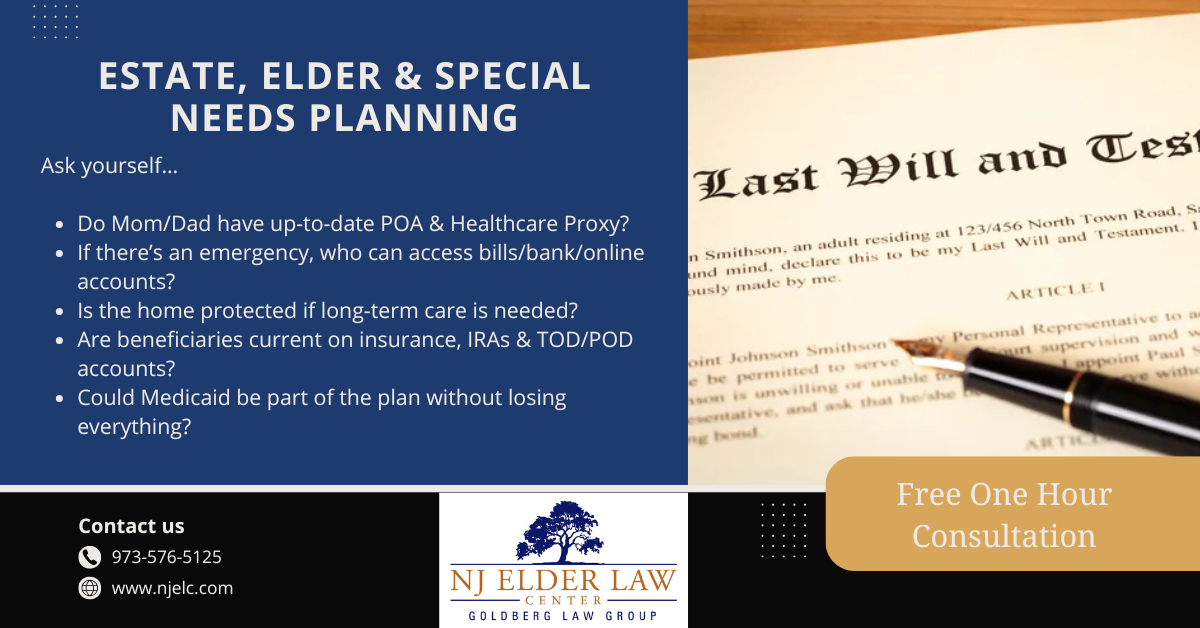 Goldberg Law Group - NJ Elder Law Center Facebook ad: Plan for Aging Parents