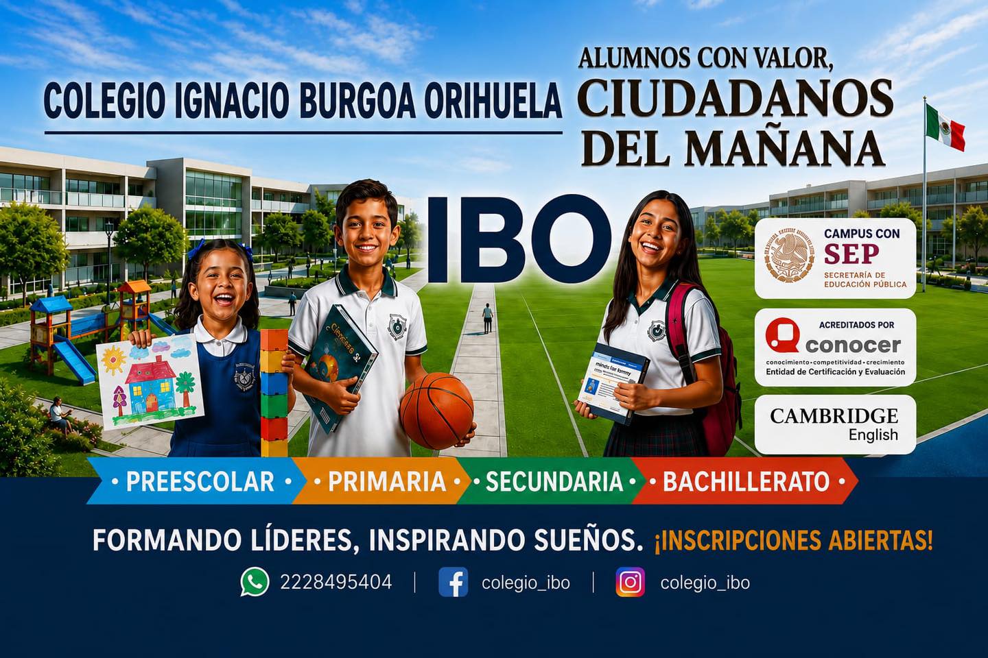Colegio Ignacio Burgoa Orihuela Facebook ad: ¡Inscripciones abiertas para el Ciclo Escolar 2026-2027!