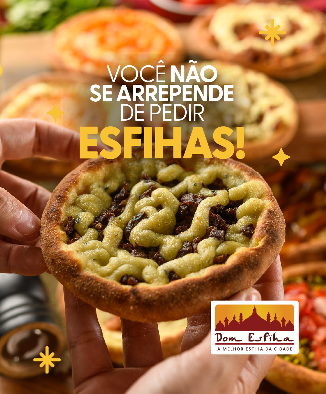 Dom Esfiha Facebook ad: Corre para o cardápio e garanta a sua!