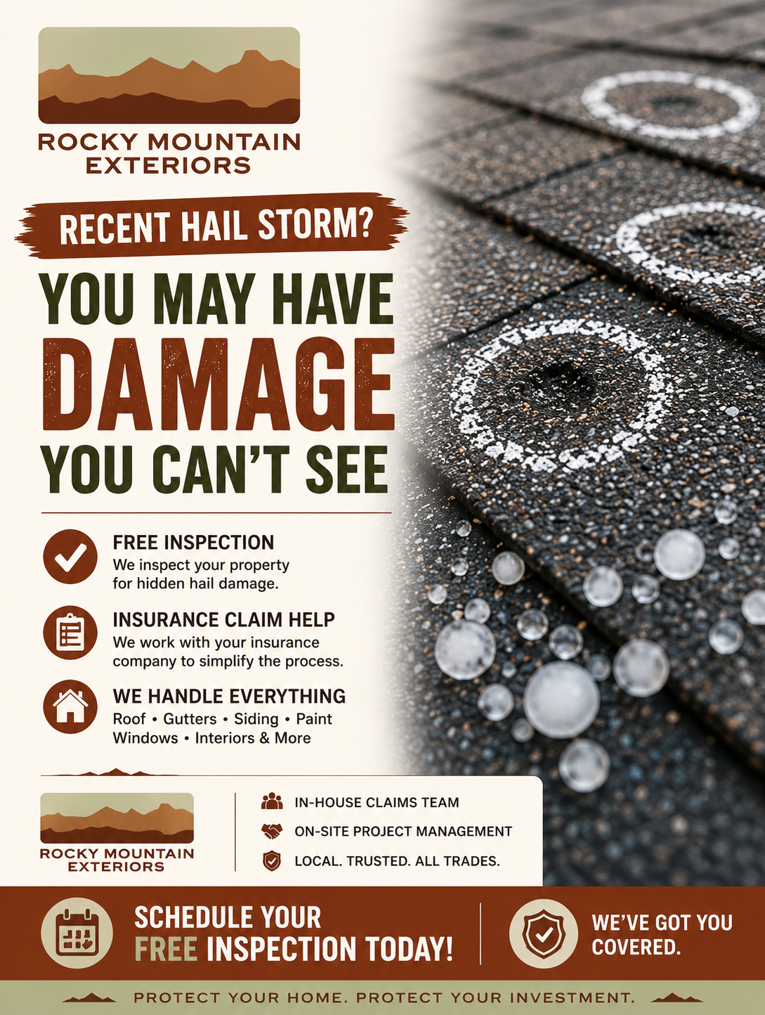 Rocky Mountain Exteriors Facebook ad: You could already have damage-and not know it. The problem…
